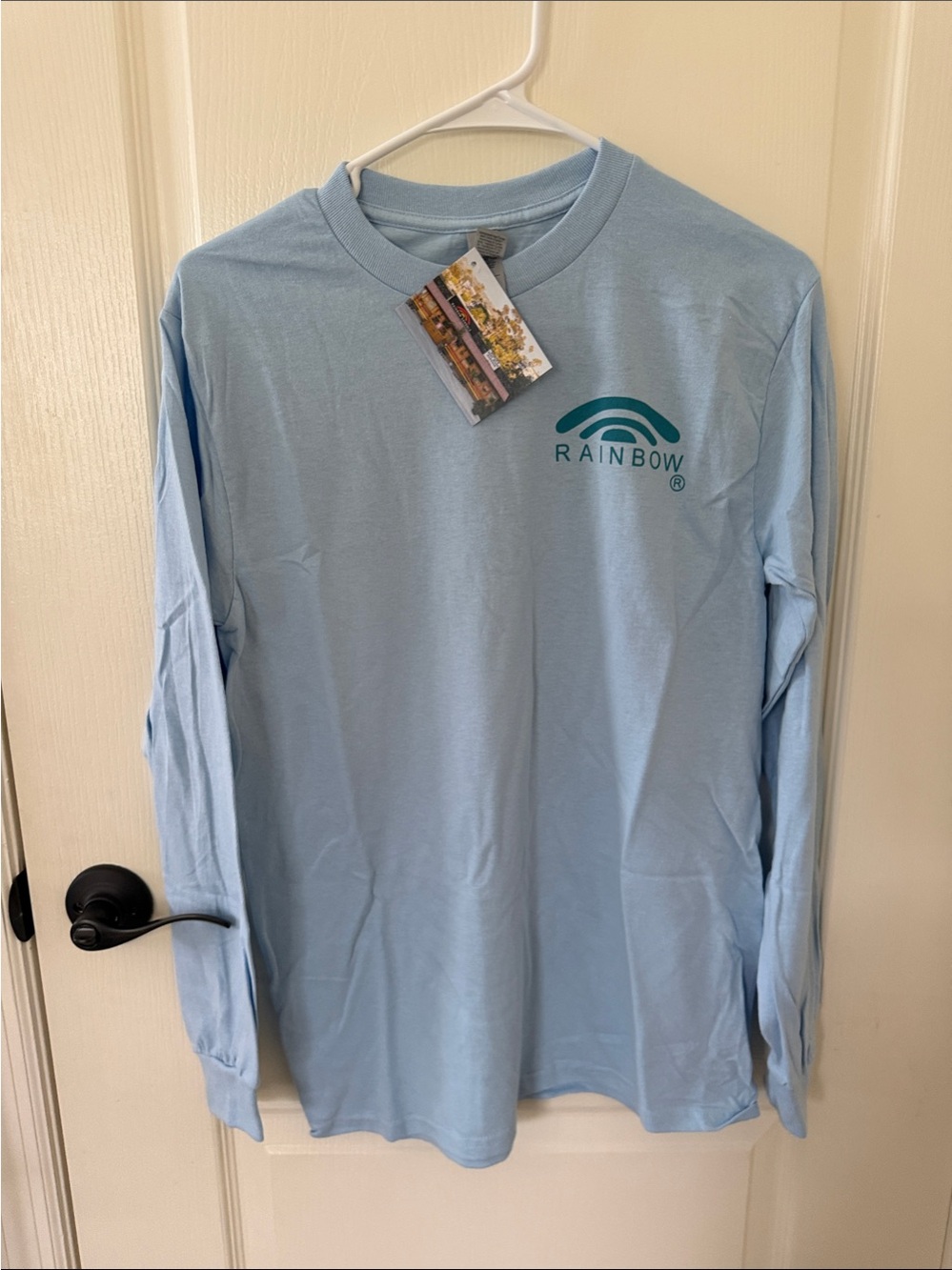 Rainbow Light Blue Long Sleeve Crewneck Tee